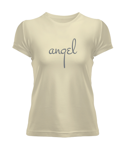 Tisho - Angel Wings - Melek Kanadı - Sırt Taraflı Krem Kadın Tişört
