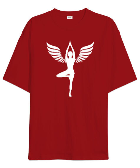 Tisho - Angel Yoga Meditasyon Kırmızı Oversize Unisex Tişört