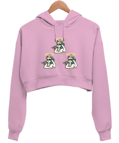 Tisho - ANGİRLS Kadın Crop Hoodie Kapüşonlu Sweatshirt