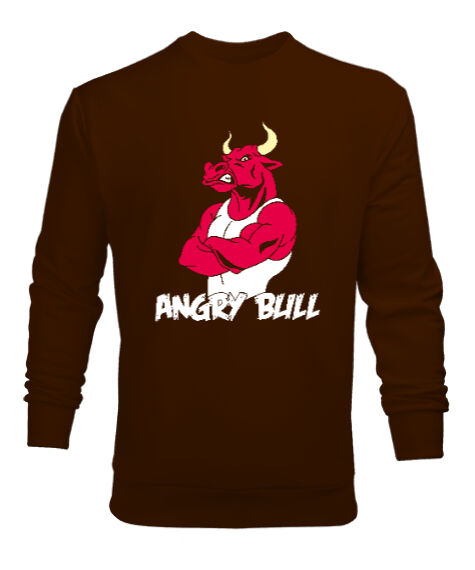 Tisho - Angry Bull Kahverengi Erkek Sweatshirt