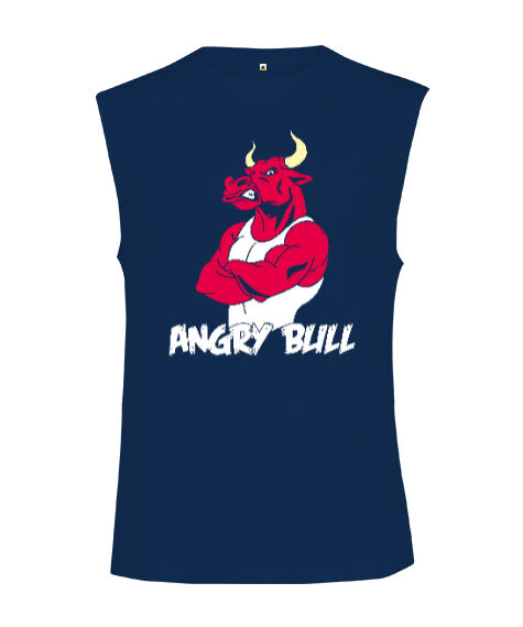 Tisho - Angry Bull Lacivert Kesik Kol Unisex Tişört