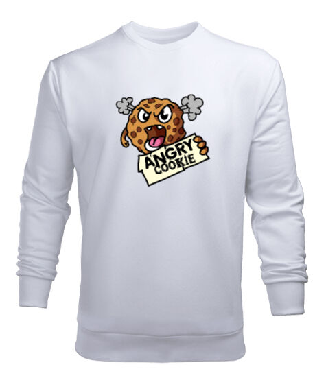 Tisho - Angry Cookie Beyaz Erkek Sweatshirt