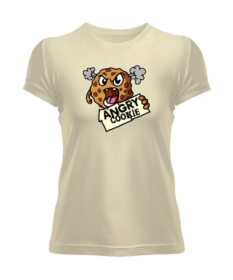 Tisho - Angry Cookie Krem Kadın Tişört