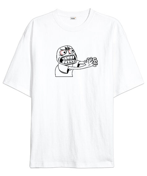 Tisho - Angry Man Beyaz Oversize Unisex Tişört