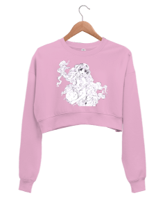 Tisho - Anime Baskılı Kadın Crop Sweatshirt Kadın Crop Sweatshirt