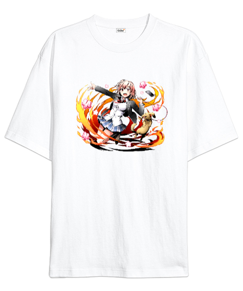 Tisho - Anime Girl Beyaz Oversize Unisex Tişört