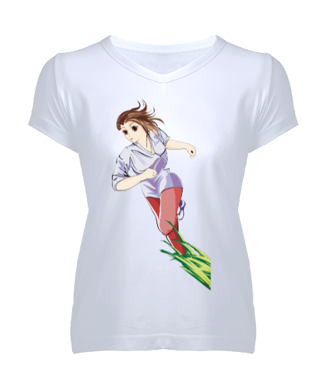 Tisho - anime kadın v yaka T-shirt Kadın V Yaka Tişört