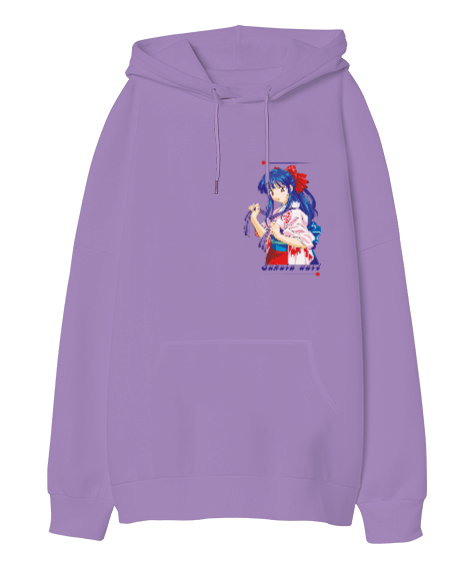 Tisho - anime kız Oversize Unisex Kapüşonlu Sweatshirt