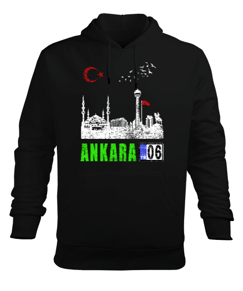 Tisho - ankara, ankara şehir ,Türkiye,Türkiye bayrağı. Erkek Kapüşonlu Hoodie Sweatshirt