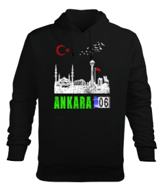 ankara, ankara şehir ,Türkiye,Türkiye bayrağı. Erkek Kapüşonlu Hoodie Sweatshirt - Tisho
