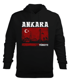 ankara, ankara şehir ,Türkiye,Türkiye bayrağı. Erkek Kapüşonlu Hoodie Sweatshirt - Tisho
