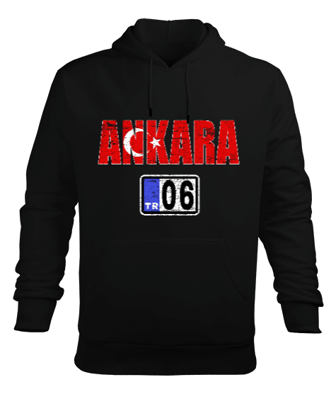 ankara, ankara şehir ,Türkiye,Türkiye bayrağı. Erkek Kapüşonlu Hoodie Sweatshirt - Tisho