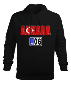 ankara, ankara şehir ,Türkiye,Türkiye bayrağı. Erkek Kapüşonlu Hoodie Sweatshirt - Tisho