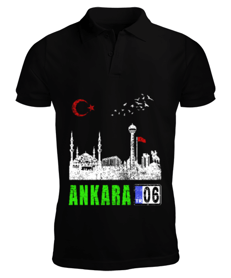 Tisho - ankara, ankara şehir ,Türkiye,Türkiye bayrağı. Erkek Kısa Kol Polo Yaka