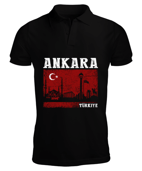 Tisho - ankara, ankara şehir ,Türkiye,Türkiye bayrağı. Erkek Kısa Kol Polo Yaka