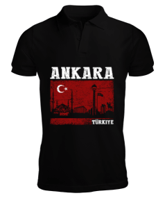 ankara, ankara şehir ,Türkiye,Türkiye bayrağı. Erkek Kısa Kol Polo Yaka - Tisho