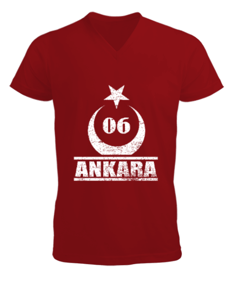 Tisho - ankara, ankara şehir ,Türkiye,Türkiye bayrağı. Erkek Kısa Kol V Yaka Tişört