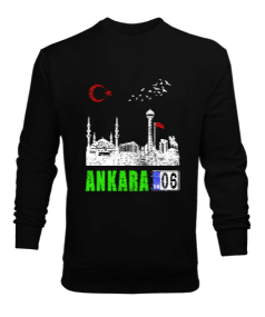 ankara, ankara şehir ,Türkiye,Türkiye bayrağı. Erkek Sweatshirt - Tisho