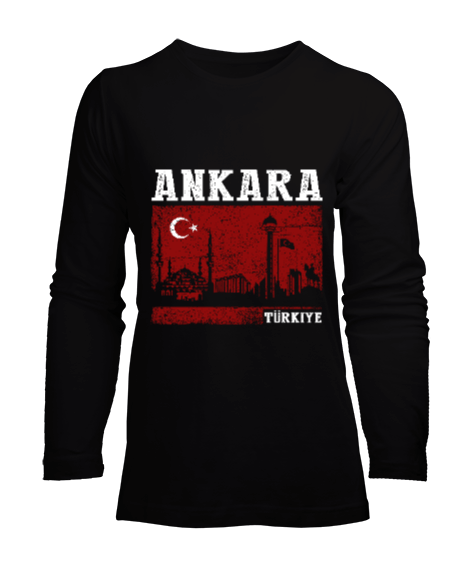 Tisho - ankara, ankara şehir ,Türkiye,Türkiye bayrağı. Kadın Uzun Kol Tişört