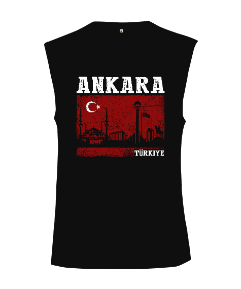 ankara, ankara şehir ,Türkiye,Türkiye bayrağı. Kesik Kol Unisex Tişört - Tisho