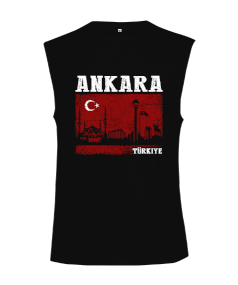 ankara, ankara şehir ,Türkiye,Türkiye bayrağı. Kesik Kol Unisex Tişört - Tisho