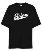 Ankara Başkent Türkiye Baskılı Siyah Oversize Unisex Tişört - Tisho