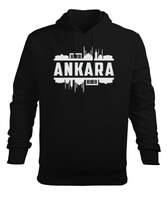 Ankara Başkent Türkiye Silüet Baskılı Siyah Erkek Kapüşonlu Hoodie Sweatshirt - Tisho