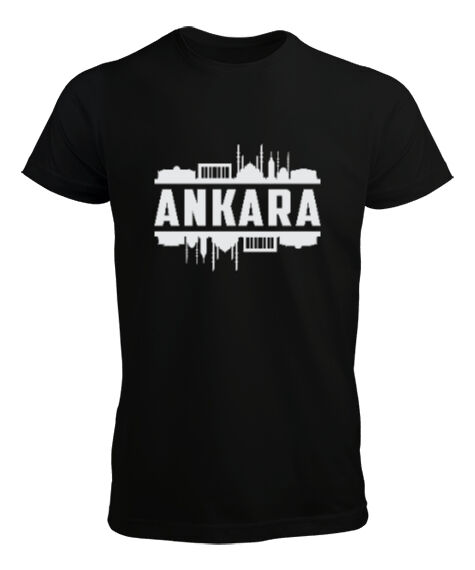 Ankara Başkent Türkiye Silüet Baskılı Siyah Erkek Tişört
