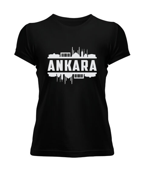 Tisho - Ankara Başkent Türkiye Silüet Baskılı Siyah Kadın Tişört
