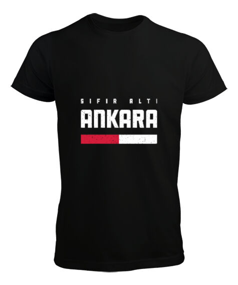 Tisho - Ankara Sıfır Altı Tasarım Baskılı Siyah Erkek Tişört