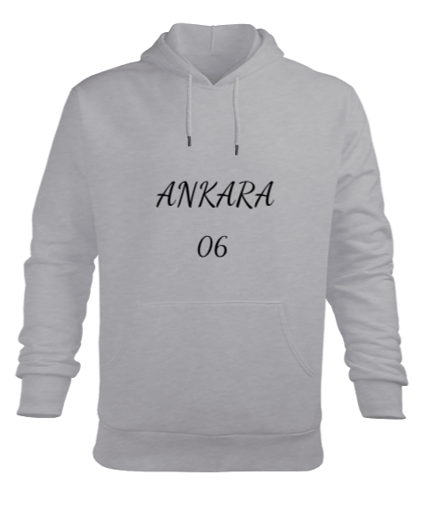 Tisho - Ankara yazılı ve Atatürk resimli Erkek Kapüşonlu Hoodie Sweatshirt