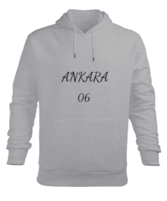 Ankara yazılı ve Atatürk resimli Erkek Kapüşonlu Hoodie Sweatshirt - Tisho