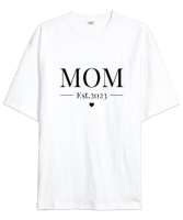 Anne Hediyesi ve Kalp Beyaz Oversize Unisex Tişört - Tisho