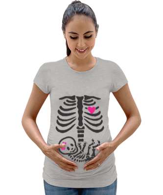 Anne Kalbi - Röntgen - Gri Kadın Hamile Tişört - Tisho