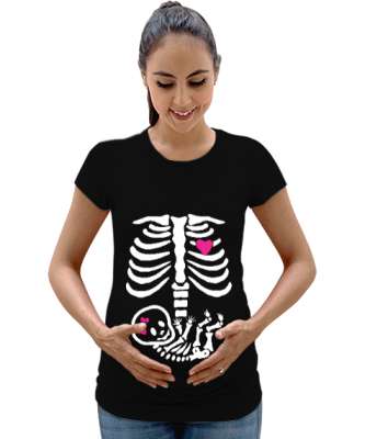 Anne Kalbi - Röntgen - Siyah Kadın Hamile Tişört - Tisho