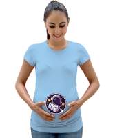 Anne Karnında Bebeğin dünyası Buz Mavisi Kadın Hamile Tişört - Tisho