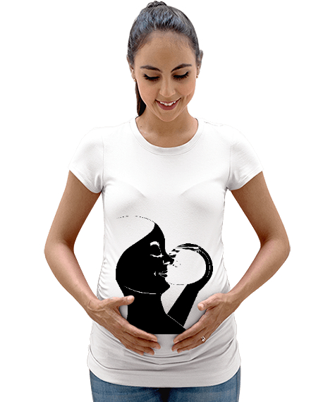Tisho - Anne Sevgisi - Bebeğimi Seviyorum Beyaz Kadın Hamile Tişört