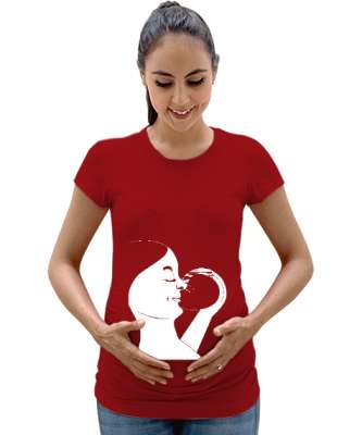 Anne Sevgisi - Bebeğimi Seviyorum Kırmızı Kadın Hamile Tişört - Tisho