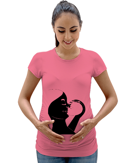 Tisho - Anne Sevgisi - Bebeğimi Seviyorum Pembe Kadın Hamile Tişört