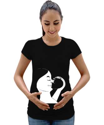 Anne Sevgisi - Bebeğimi Seviyorum Siyah Kadın Hamile Tişört - Tisho