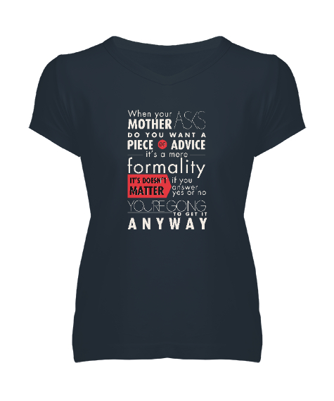 Tisho - Anneler Günü Füme Kadın V Yaka Tişört