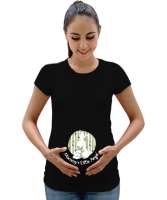 Annesinin Küçük Meleği - Tavşanlar - Little Angel Siyah Kadın Hamile Tişört - Tisho