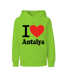 Antalya seviyorum ve kalpli gemi çapası baskılı erkek Çocuk Unisex Hoodie Kapüşonlu - Tisho