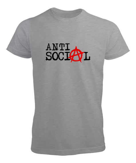 Tisho - Anti Sosyal - Anti Social Gri Erkek Tişört