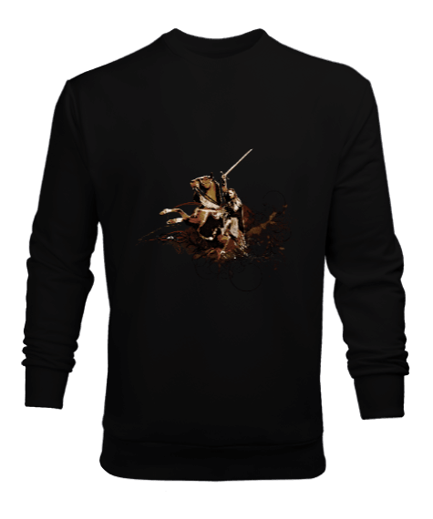 Tisho - Aragorn At Üstünde Yüzüklerin Efendisi Baskılı Siyah Erkek Sweatshirt