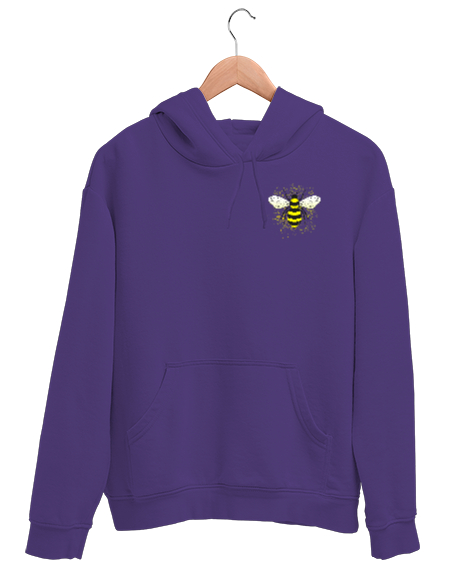 arı Mor Unisex Kapşonlu Sweatshirt - Tisho