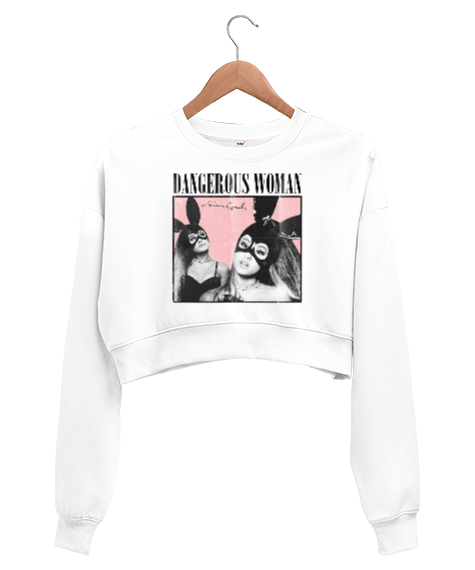 Tisho - Ariana Grande Dangerous Woman Baskılı Kadın Crop Sweatshirt
