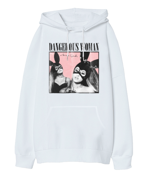 Tisho - Ariana Grande Dangerous Woman Baskılı Oversize Unisex Kapüşonlu Sweatshirt