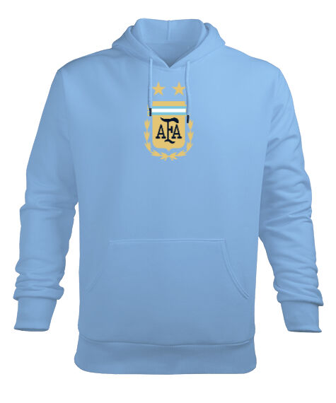 Tisho - Arjantina Buz Mavisi Erkek Kapüşonlu Hoodie Sweatshirt