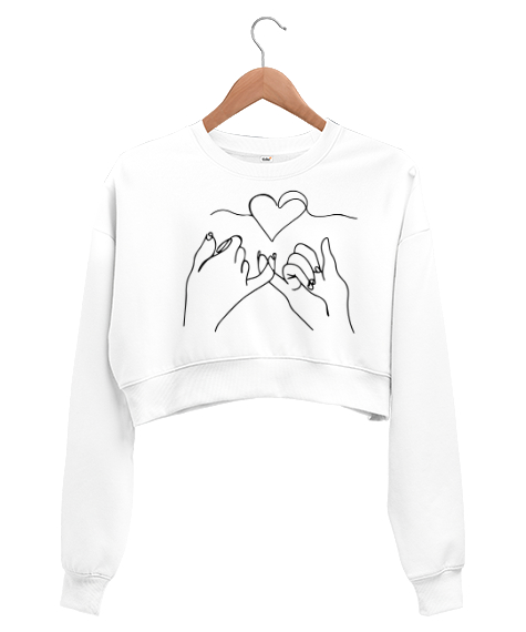 Tisho - Arkadaşlık konulu Beyaz Kadın Crop Sweatshirt